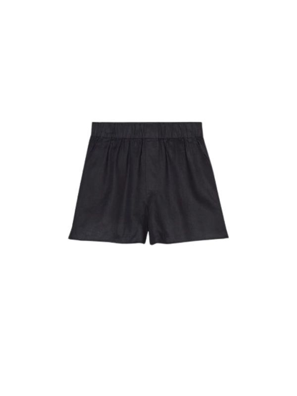 Black Linen Banded Shorts