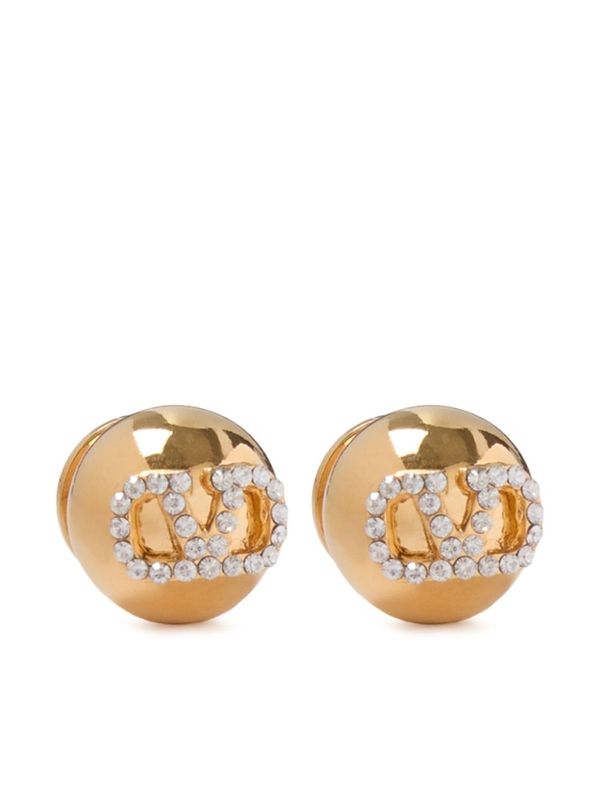 V Logo Jewel Accent Earrings