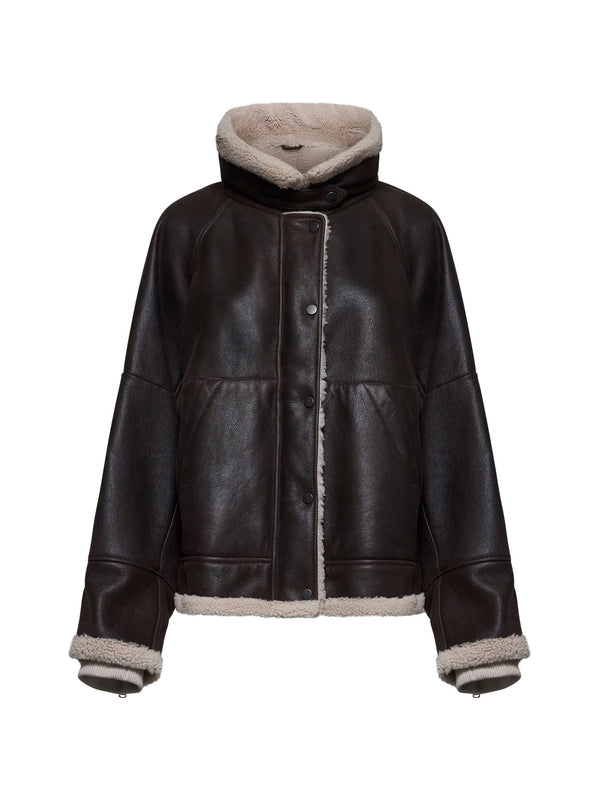 Brown Leather Shearling Jacket