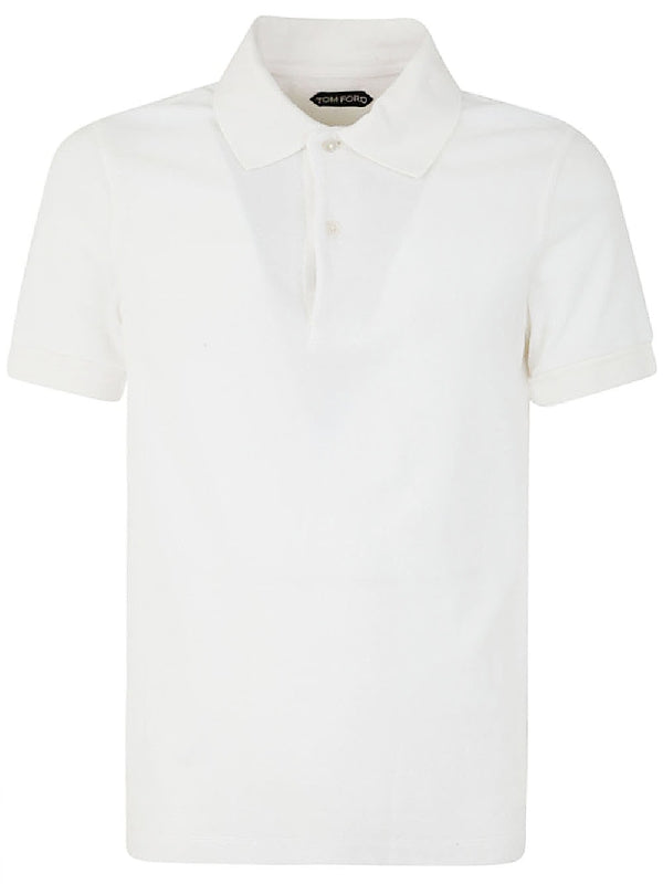 White Cotton Blend Polo Shirt