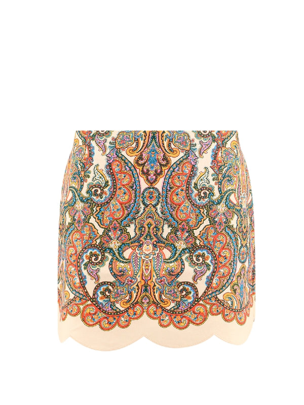 Allover Printed Linen Skirt