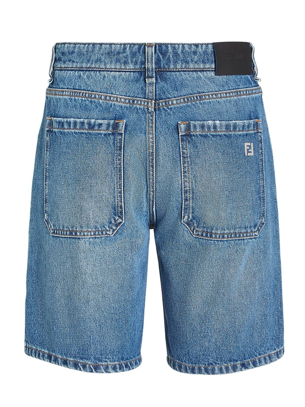 Back Logo Denim Bermuda Shorts