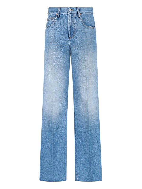 Back Logo Patch Washed Denim Pants