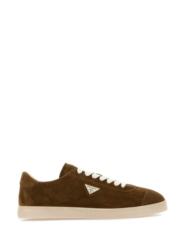 Triangle Logo Suede Low-top Sneakers