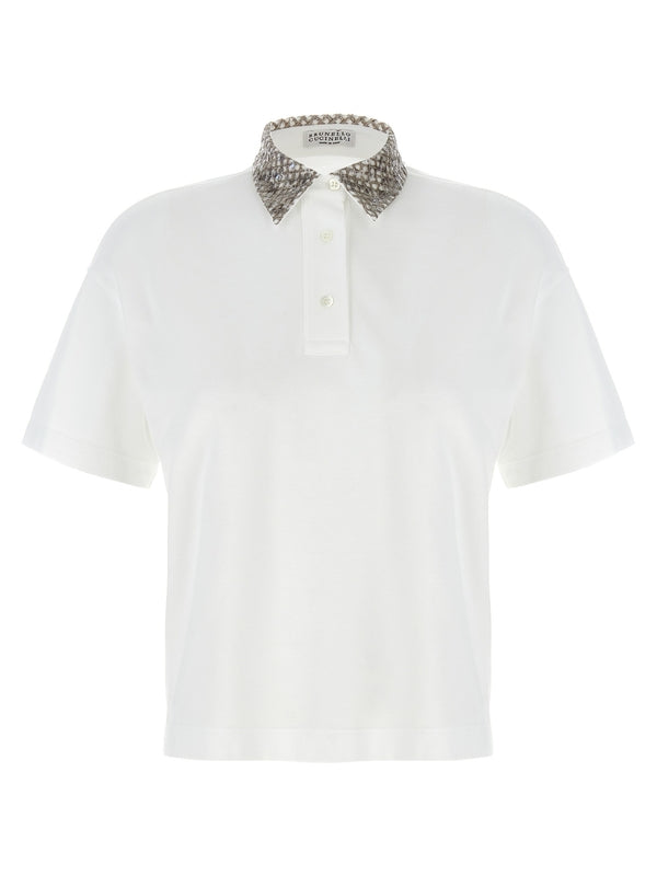 Sequin
  Decoration Collar Polo Shirt