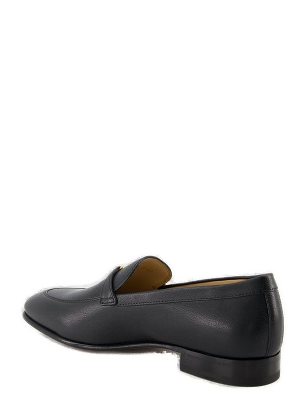 V Logo Decorated Calfskin Loafers