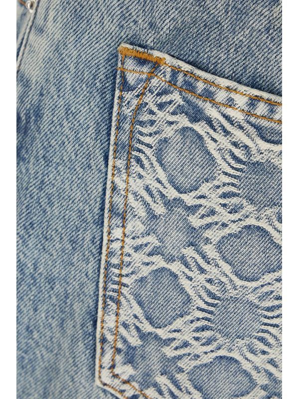 Back Jacquard Logo Denim Pants