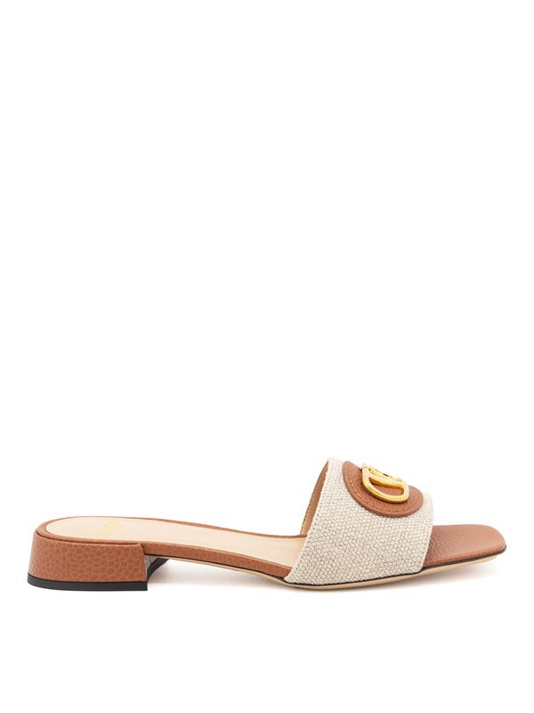 V Logo Linen Sandal