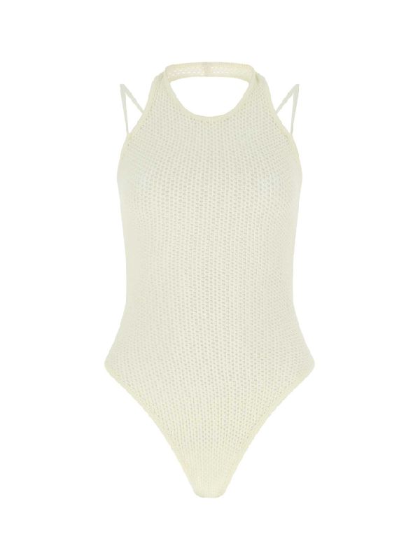 Backless Fishnet Halter-neck Bodysuit