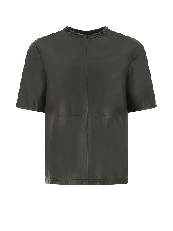 Brown Lambskin Boxy Fit T-shirt