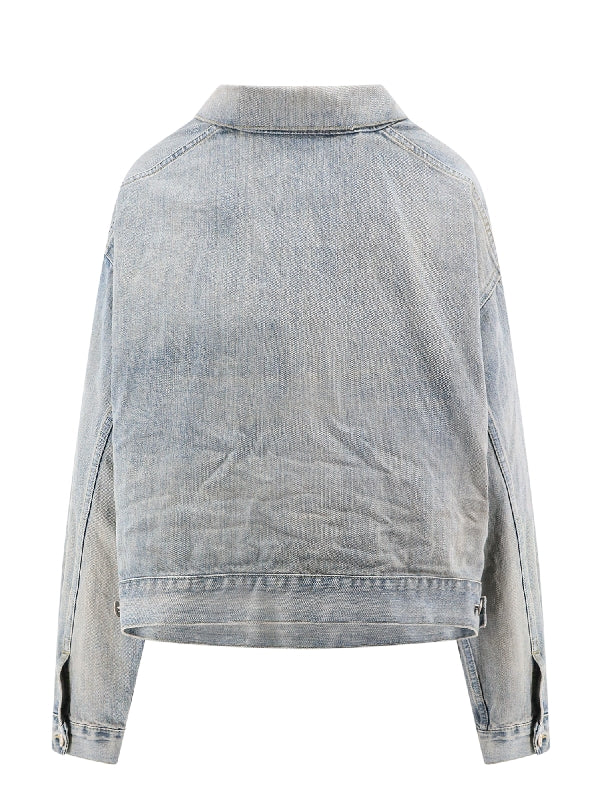 Off-Shoulder Pocket Denim Jacket