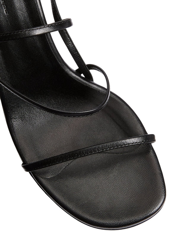 Black Leather Sandal Heels