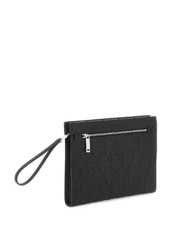 Gancini Pattern Leather Clutch Bag - Jente