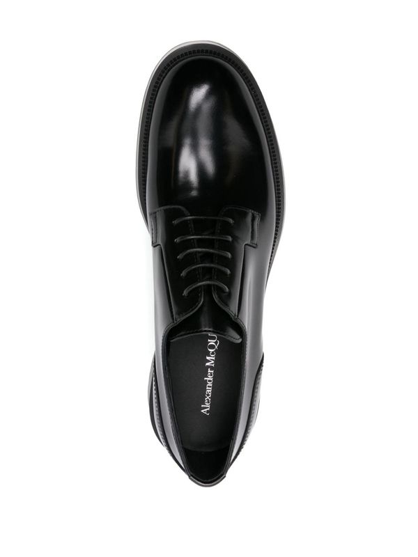 Black Leather Lace-Up Shoes - Jente