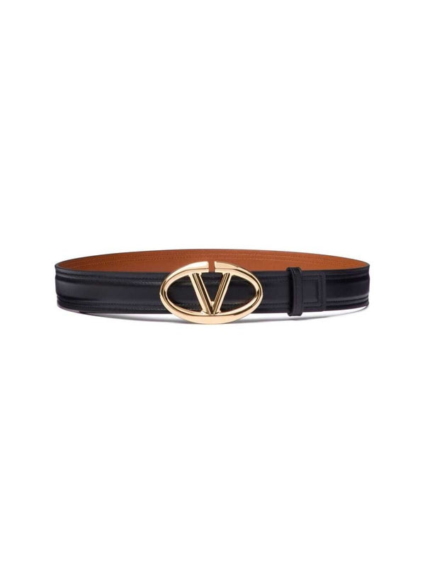 V Logo Leather Belt