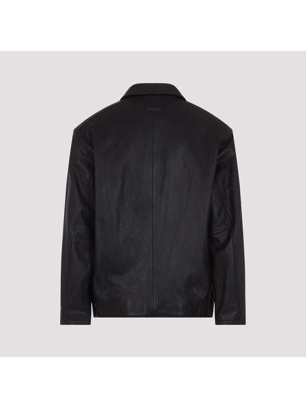 Back Logo Patch Leather Jacket