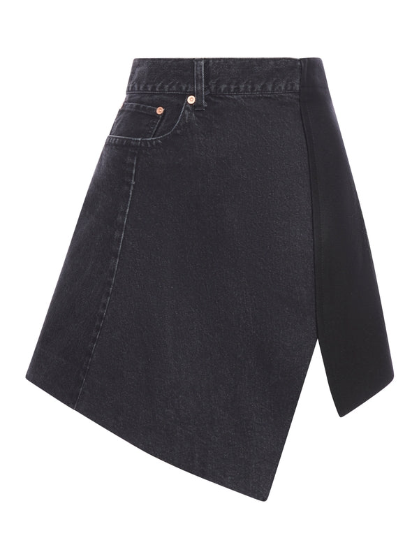 Asymmetric Cotton Denim
  Skirt