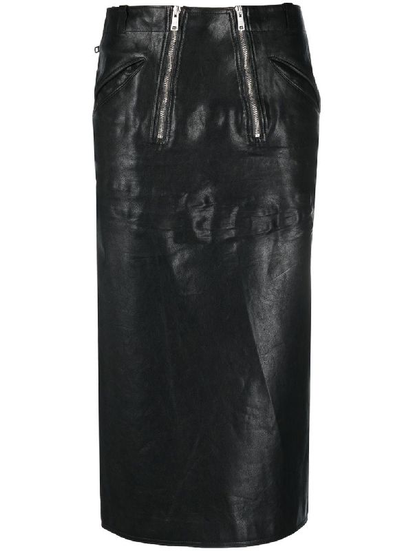 Zipper Decor Leather Skirt