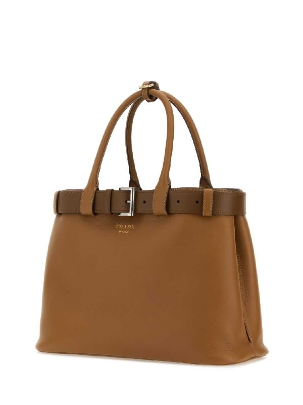 Belt Detail Leather Large Tote Bag
