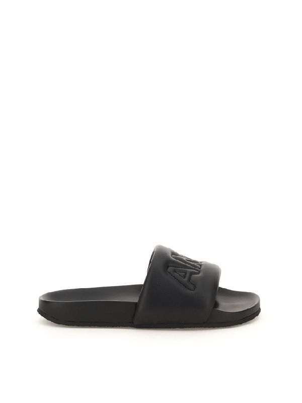 Logo Embossed Leather Slides