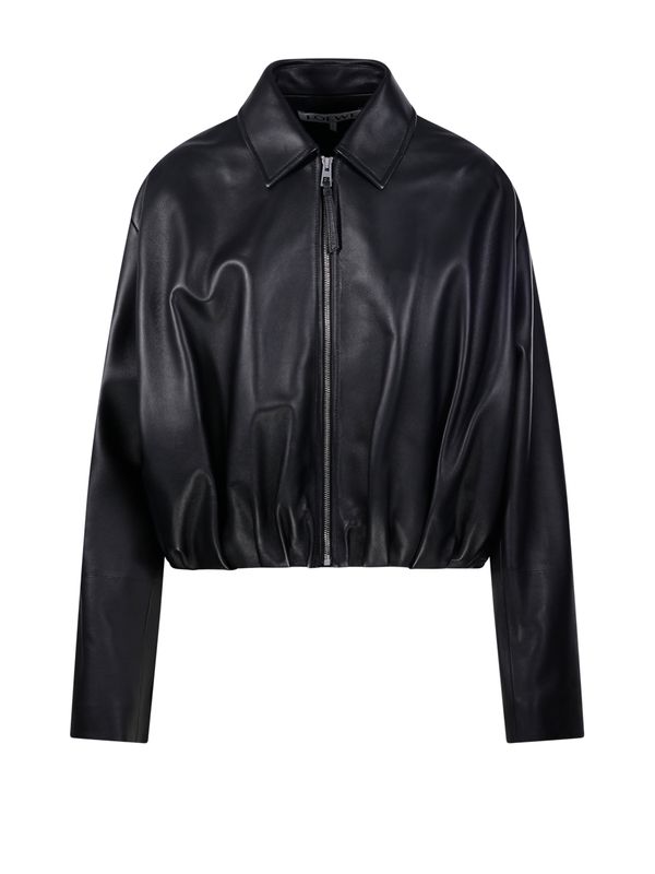Back Logo Patch Draped Leather
  Bomber