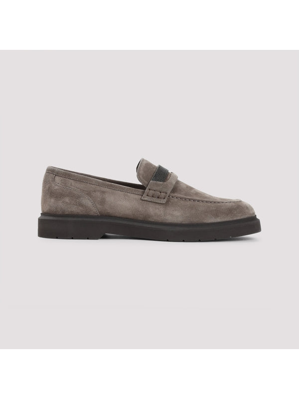 Monili Detail Suede Loafers