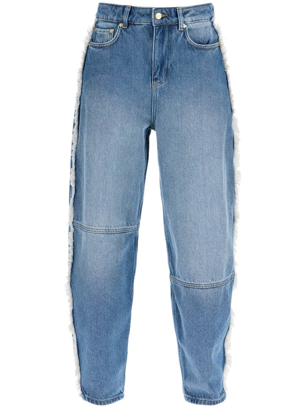 Back Logo Patch Side Fringe Denim Pants