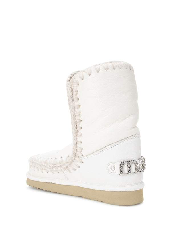 Eskimo 24 Rhinestone Logo Leather Ankle Boots