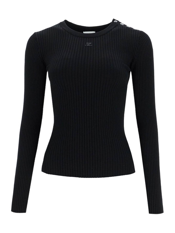 'ribbed stretch knit pullover sweater Knitted