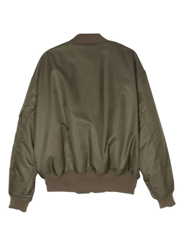 Zip Detail Nylon Bomber Jacket