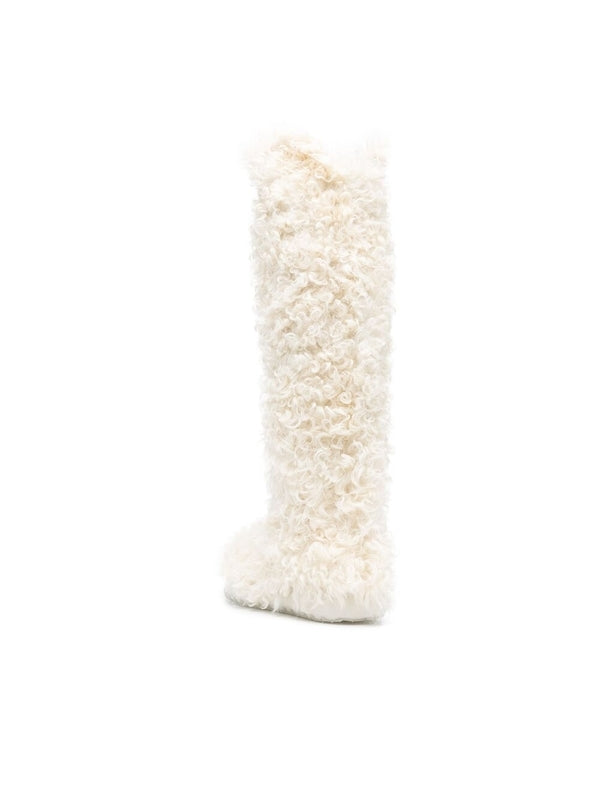 Logo Patch Fur High Boots