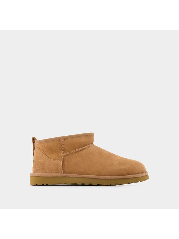 Classic Ultra Mini Ankle Boots - Ugg - Leather - Chestnut Ankle Boots