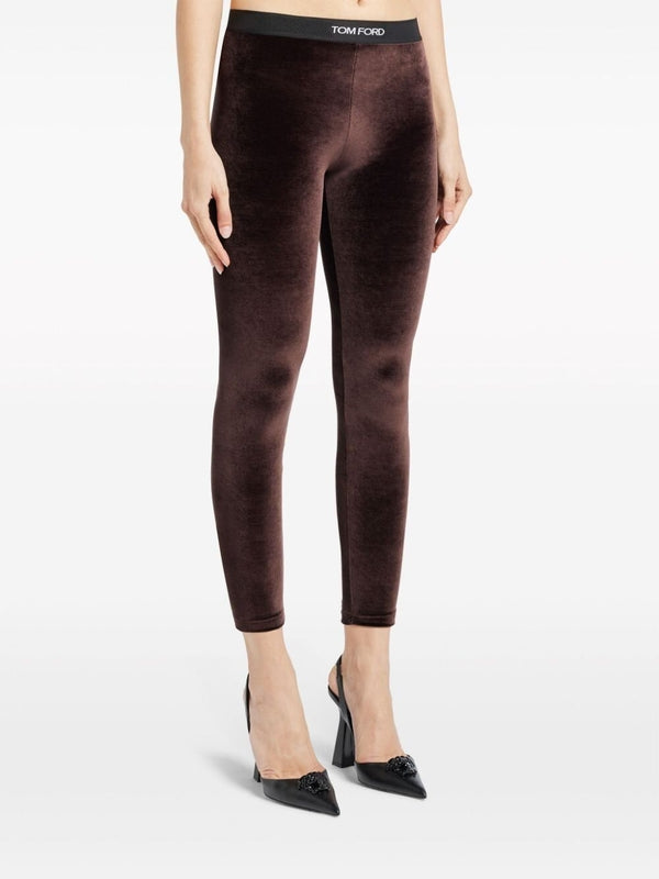 Logo Banded Velvet Leggings