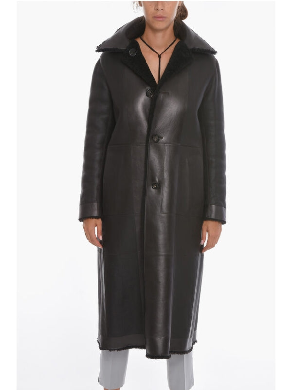 Single-Breasted Shearling Coat