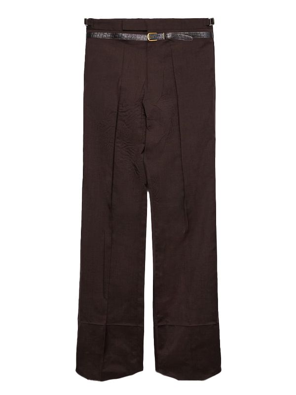 Belt Printed Mohair Pants