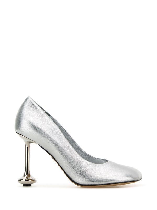Metallic Leather Pumps Heel