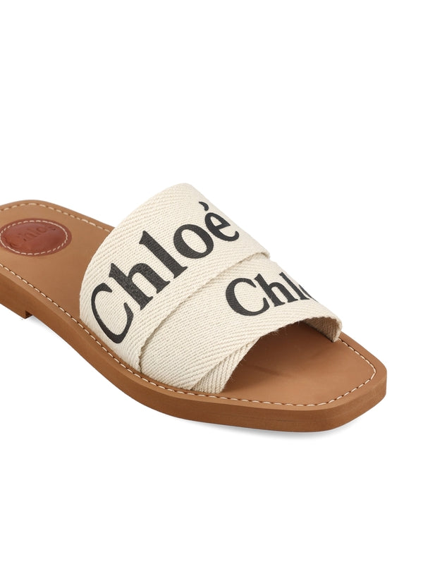 Woody Logo Linen Sandals