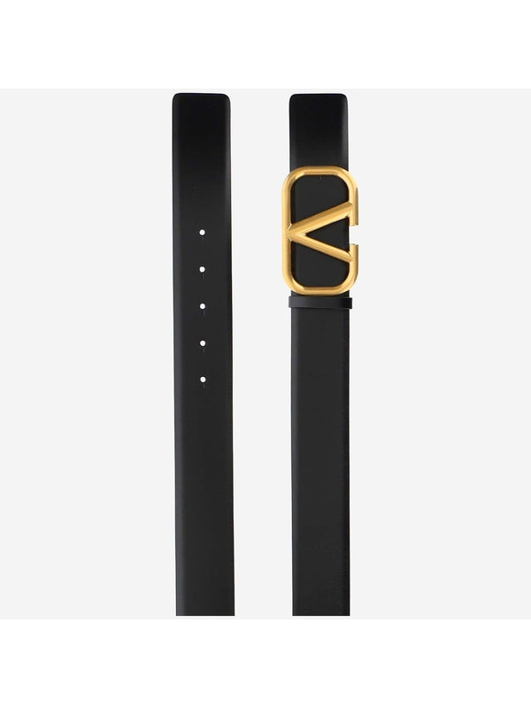 V Logo Leather Belt