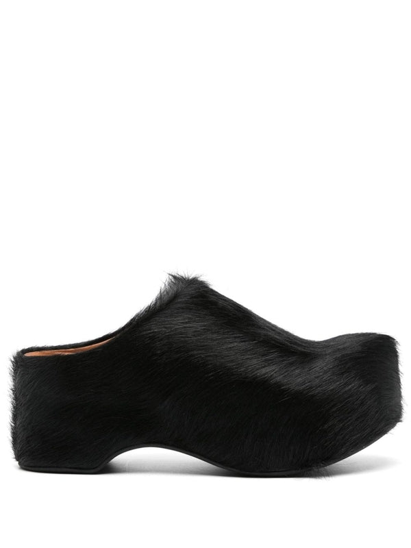 Black Fur Loafers