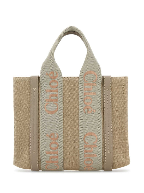 Woody Logo Linen Tote Bag