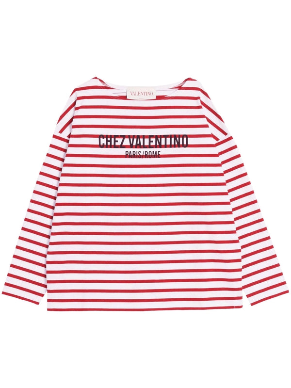 Valentino White Red Long Sleeve Top