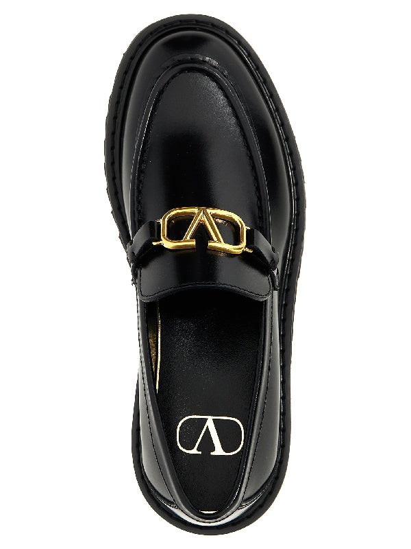 V Logo Decorative Leather
  Loafers