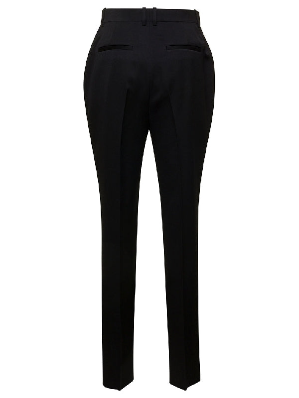 Black Wool Satin Pants