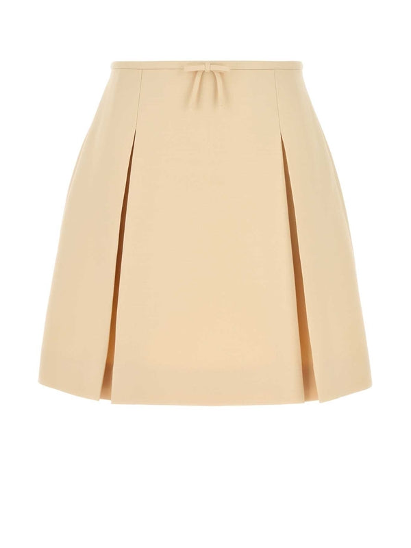 Bow Embellished Wool Silk Skirt