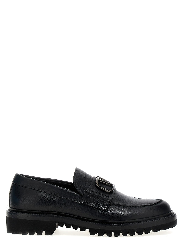 V Logo Leather Loafer