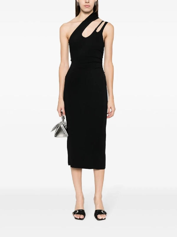 One Shoulder Fitted Midi Dress