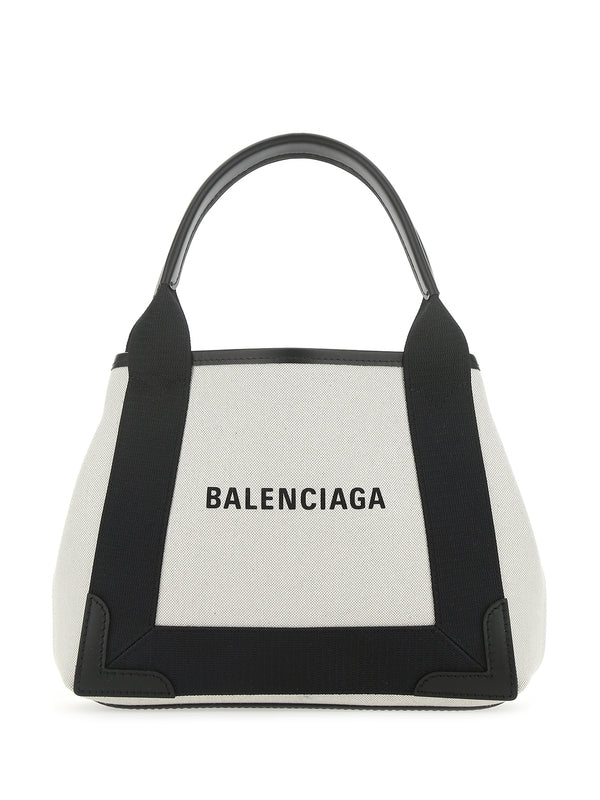Balenciaga Cabas Xs White Black Tote Bags