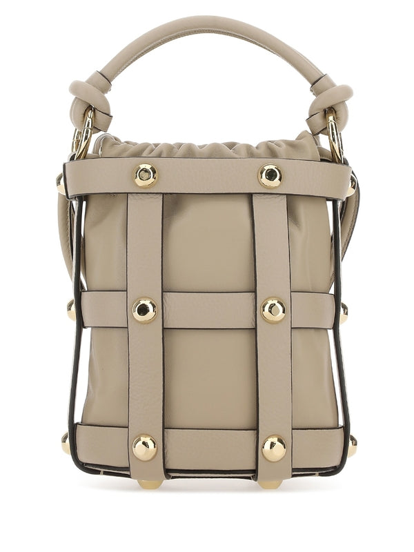 Stud Cage Leather Bucket Bag