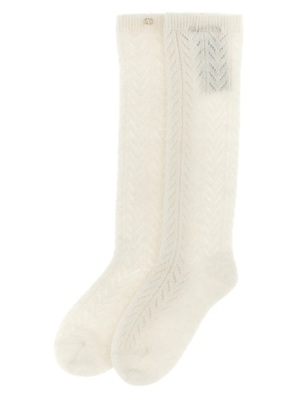 V Logo
  Embellished Mohair Blend Socks