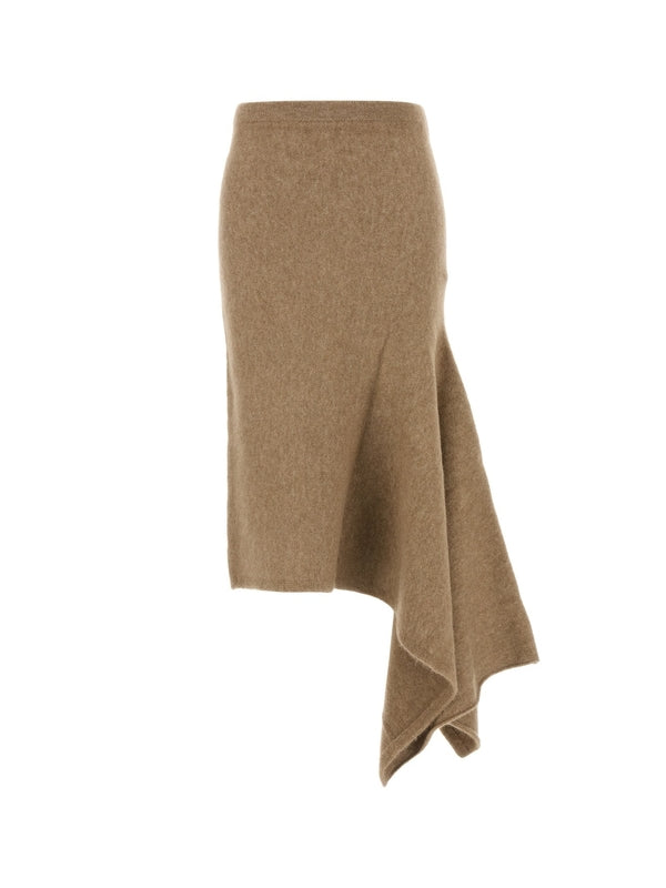 Asymmetric Ruffle Alpaca Blend Skirt